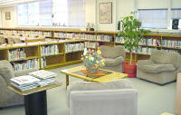 Comfortable reading area in Nordale school's library. 